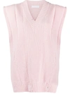 AMI AMALIA OVERSIZED MERINO-KNIT SLEEVELESS JUMPER