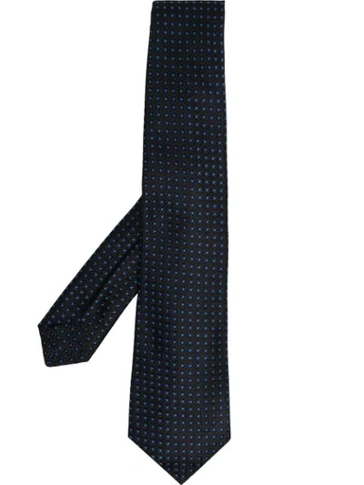 Kiton Floral-embroidery Silk Tie In Blue
