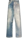 Our Legacy Third Cut Distressed-print Jeans In Blue