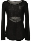 ANN DEMEULEMEESTER SEMI-SHEER KNIT LONG-SLEEVED TOP