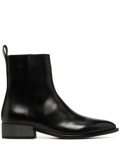 Brunello Cucinelli Pointed-toe Ankle Boots In Black