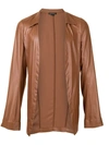 ANN DEMEULEMEESTER FAUX LEATHER OPEN-FRONT SHIRT