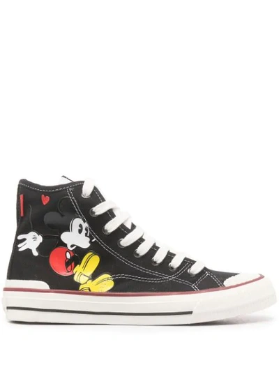 Moa Master Of Arts Moa Trainers In Fabric With Mickey Mouse Print In Black