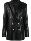 Tagliatore Double-breasted Lamb Skin Jacket In Black