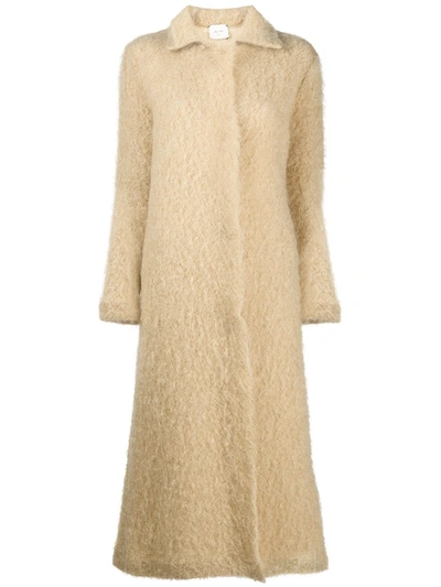 Alysi Shearling Mid-length Coat In Neutrals