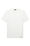 Tom Ford Marl Cotton Jersey V Neck T-shirt In White