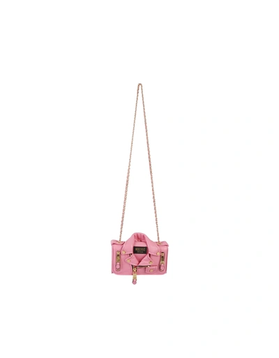 Moschino Micro Biker Wallet In Pink