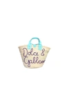 DOLCE & GABBANA KENDRA EMBROIDERED STRAW TOTE BAG,11625497
