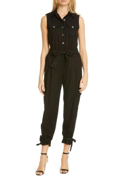 Alice And Olivia Zila Sleeveless Jumpsuit With Rib Trim In Black