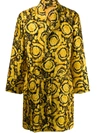 Versace Barocco Print Dressing Gown In Yellow