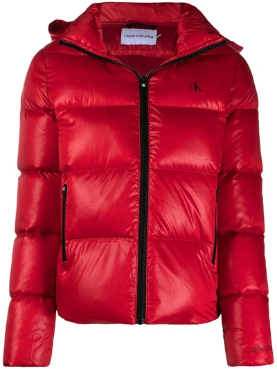 Calvin Klein Jeans Est.1978 Zipped Padded Jacket In Red