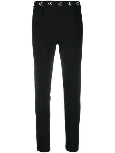 Calvin Klein Jeans Est.1978 Logo Embroidered Leggings In Black