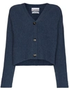 GANNI RIBBED-KNIT WOOL CARDIGAN