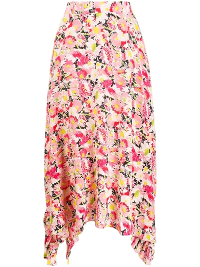 Stella Mccartney Cotton Draped Ruffle Skirt In Flower Print In Pink