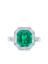 KWIAT PLATINUM DIAMOND EMERALD CUT RING