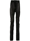 ANN DEMEULEMEESTER PSYCHEDELIC STRIPE VELVET SKINNY TROUSERS