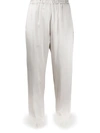 Gilda & Pearl Mia Feather-trimmed Pyjama Bottoms In Silver