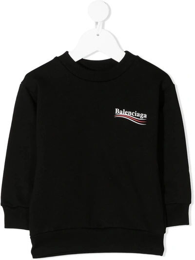 Balenciaga Logo-print Cotton Sweatshirt In Black