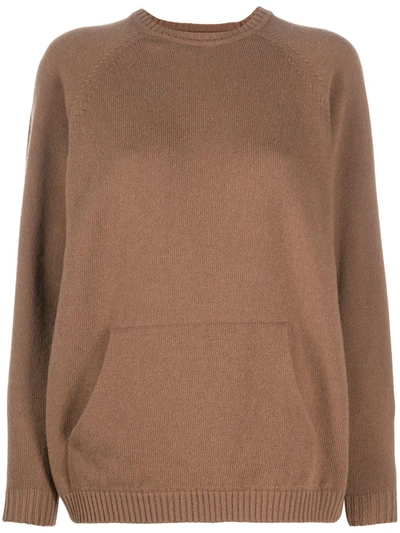 Ami Amalia 3d Merino Wool Jumper In Brown