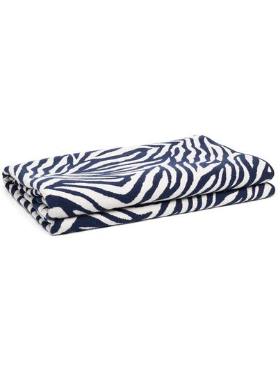 Ami Amalia Zebra-print Blanket In Blue