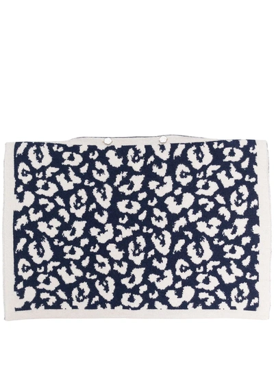 Ami Amalia Leopard Merino-knit Pillowcase In Blue