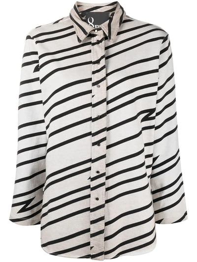 8pm Stripe-pattern Long-sleeve Blouse In Neutrals