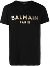 Balmain Metallic Logo-print Cotton T-shirt In Noir Or