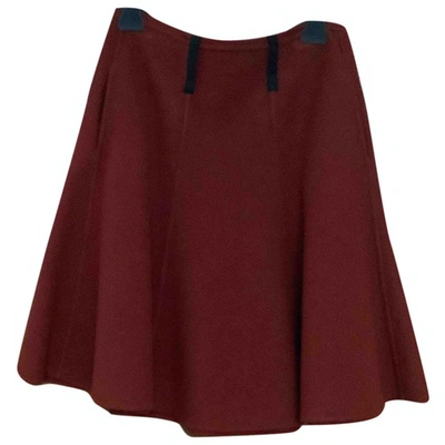 Pre-owned Dior Burgundy Cashmere Skirt