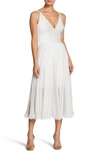 Dress The Population Alicia Mixed Media Midi Dress In White