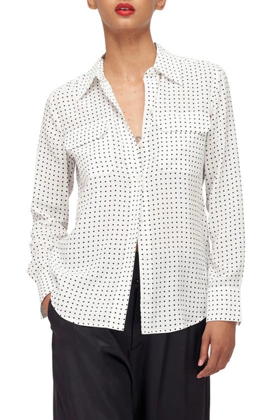 EQUIPMENT SLIM FIT SIGNATURE DOT PRINT SILK BUTTON-UP BLOUSE,20-0-002661-E231