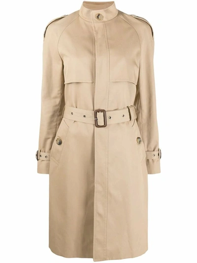 Saint Laurent Single-breasted Trench Coat In Beige