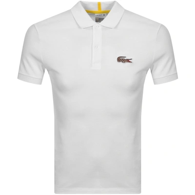 Lacoste X National Geographic Leopard Croc Logo Polo In White