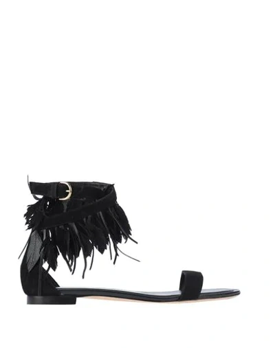 Tod's Feather-trim Sandals In Black