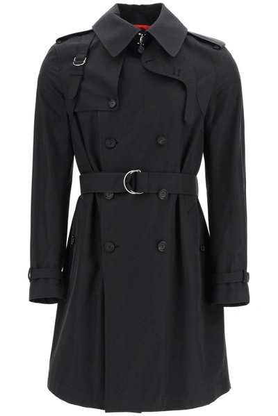 Alexander Mcqueen Double-breasted Cotton Trench Coat In Black