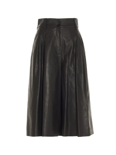 Dolce & Gabbana High-waisted Leather Culottes In Black