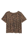 Love, Fire Kids' Boxy Leopard Print T-shirt In Animal Print