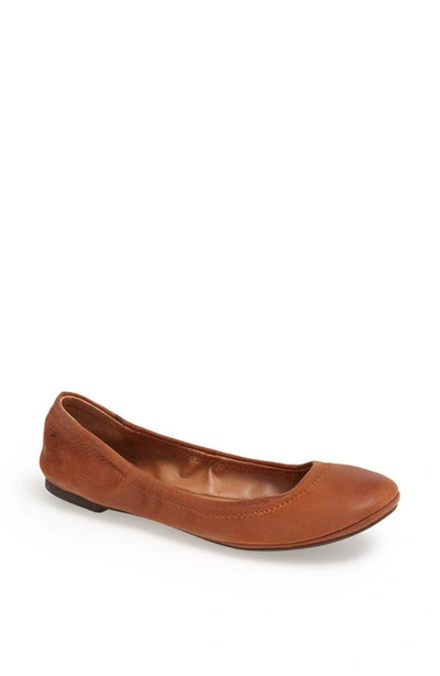 Lucky Brand Emmie Womens Leather Round Toe Ballet Flats In Orange