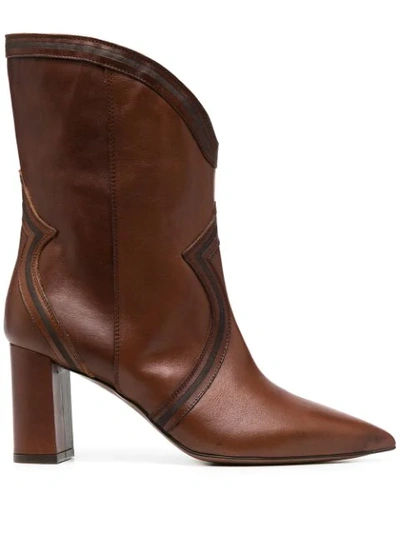 L'autre Chose Pointed Leather Boots In Brown