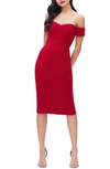 Dress The Population Bailey Off The Shoulder Body-con Dress In Garnet
