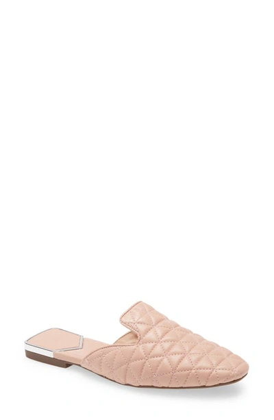Schutz Adra Quilted Leather Flat Mules In Sweet Rose
