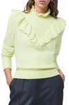 FRENCH CONNECTION MIRA RUFFLE LONG SLEEVE SWEATER,78PNB