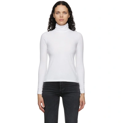 Re/done 60s Stretch-organic Cotton Turtleneck Top In White