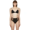 Fleur Du Mal Black Lily Embroidery Plunge Demi Bra In 0100 Black