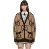 Gucci Reversible Gg Logo Jacquard Mohair Blend Cardigan In Beige