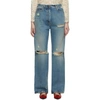 GUCCI BLUE ECO-WASHED RIPPED JEANS