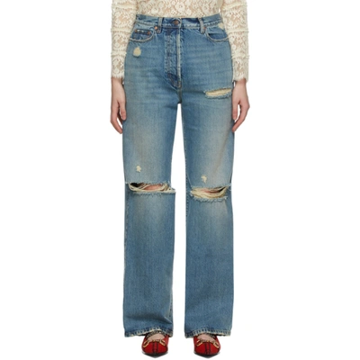 Gucci Distressed-effect Straight-leg Jeans In 4011 Blue