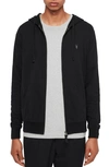 Allsaints Raven Slim Fit Zip Hoodie In Jet Black