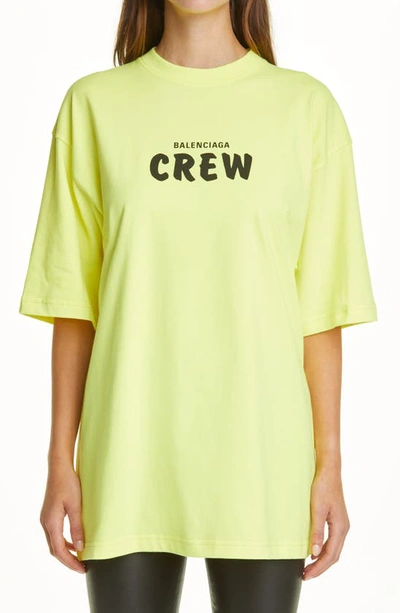 Balenciaga Oversized Neon Printed Cotton-jersey T-shirt In Green