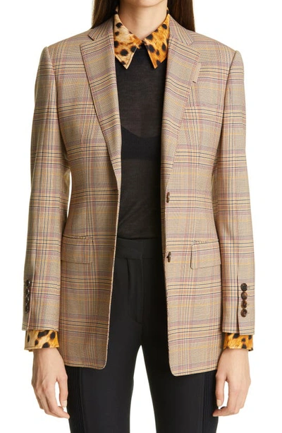 Burberry Check Oversized Tailored Jacket In Beige