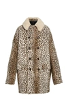 R13 WOMEN'S HUNTING OVERSIZED DOUBLE-BREASTED FAUX-SHEARLING COAT